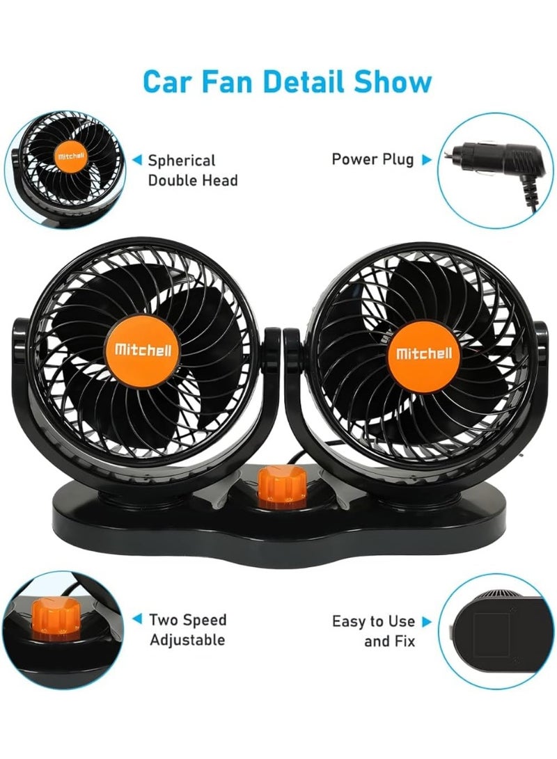 ميتشل مروحة سيارة ميتشل HX-T312 برأسين - 5 بوصة، 24 فولت تيار مستمر، طاقة 15 وات، هادئة للغاية، سرعة مزدوجة قابلة للتعديل، دوران 360 درجة، تدفق هواء قوي، تثبيت آمن - مثالية للشاحنات والحافلات والمركبات الترفيهية والمركبات الثقيلة. - Image 5